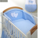 Conjunto de cama bebé  5 elementos Coração Azul